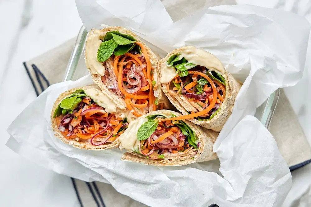 5‑Minute Rainbow Vegetable Wraps